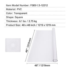 Plastic Table Cover, 48 x 48 Inch 1.5 mm Thick Clear Table Protector, Square PVC Desk Mat, Waterproof & Easy Cleaning Desk Pad Tablecloth, for Office Dresser Dining Room Table Night Stand