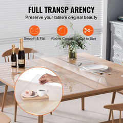 Plastic Table Cover, 54 x 54 Inch 1.5 mm Thick Clear Table Protector, Square PVC Desk Mat, Waterproof & Easy Cleaning Desk Pad Tablecloth, for Office Dresser Dining Room Table Night Stand