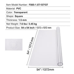Plastic Table Cover, 54 x 54 Inch 1.5 mm Thick Clear Table Protector, Square PVC Desk Mat, Waterproof & Easy Cleaning Desk Pad Tablecloth, for Office Dresser Dining Room Table Night Stand