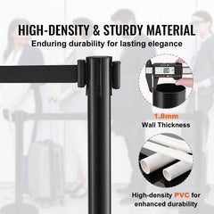 Crowd Control Stanchions, 2-Pack Crowd Control Barriers with 6.5FT Black Retractable Belt, Plastic Stanchion Queue Post, Belt Barriers Line Divider Stanchion Set for Party, Airport, Exhibition