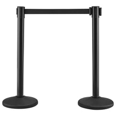 Crowd Control Stanchions, 2-Pack Crowd Control Barriers with 6.5FT Black Retractable Belt, Plastic Stanchion Queue Post, Belt Barriers Line Divider Stanchion Set for Party, Airport, Exhibition