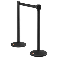 Crowd Control Stanchions, 2-Pack Crowd Control Barriers with 6.5FT Black Retractable Belt, Plastic Stanchion Queue Post, Belt Barriers Line Divider Stanchion Set for Party, Airport, Exhibition