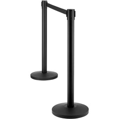 Crowd Control Stanchions, 2-Pack Crowd Control Barriers, Carbon Steel Baking Painted Stanchion Queue Post with 11FT Black Retractable Belt, Belt Barriers Line Divider for Exhibition, Airport