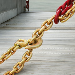 Transport Binder Chain, 2222 kg Working Load Limit, 5/16''x20' G80 Tow Chain Tie Down with Grab Hooks, DOT Certified, Galvanized Coating Manganese Steel for Dock Factory Construction Site, 2Pack
