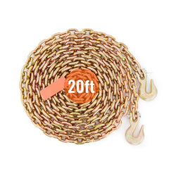 Transport Binder Chain, 2222 kg Working Load Limit, G80 Tow Chain Tie Down with Grab Hooks, DOT Certified, Galvanized Coating Manganese Steel for Dock Factory Construction Site