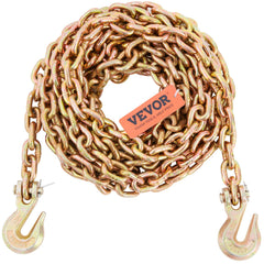 Transport Binder Chain, 2222 kg Working Load Limit, G80 Tow Chain Tie Down with Grab Hooks, DOT Certified, Galvanized Coating Manganese Steel for Dock Factory Construction Site