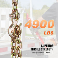 G80 Transport Binder Chain, 8 mm x 316 cm 2-Pack Tow Chain with Clevis Grab Hooks, 2.22T Safe Working Load, Heavy Duty Logging Chain for Transporting Towing Truck Tie Down Binding Equipment