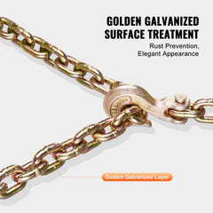 G80 Transport Binder Chain, 8 mm x 316 cm 2-Pack Tow Chain with Clevis Grab Hooks, 2.22T Safe Working Load, Heavy Duty Logging Chain for Transporting Towing Truck Tie Down Binding Equipment