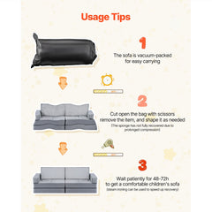 Modular Kids Play Couch, Sectional Toddler Sofa with Armrests, 28D Sponge & Short Pile, Convertible Kids Modular Couch DIY Creative Combination for Playroom, Bedroom, Living Room, 14 Pcs, Gray