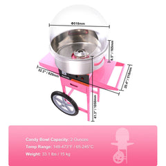 Commercial Cotton Candy Machine with Cart & Cover Sugar Floss Maker 1000W