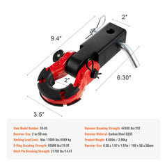 Shackle Hitch Receiver, Fits 50 mm Receivers, 29.9 Tons Breaking Strength, D Ring Shackle with Trailer Hitch Lock Pin, Heavy Duty Towing Accessories for Trucks, Jeeps, Off-Road Vehicle Recovery