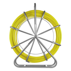 Fish Tape Fiberglass, 152M 6.3MM, Duct Rodder Fishtape Wire Puller with Stand, Cable Running Rod with Locking Mechanism, Fishing Tools, for Walls Floor and Electrical Conduit, Non-Conductive