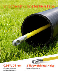 Fish Tape Fiberglass, 152M 6.3MM, Duct Rodder Fishtape Wire Puller with Stand, Cable Running Rod with Locking Mechanism, Fishing Tools, for Walls Floor and Electrical Conduit, Non-Conductive