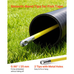 Fish Tape Fiberglass, 152M 6.3MM, Duct Rodder Fishtape Wire Puller with Stand, Cable Running Rod with Locking Mechanism, Fishing Tools, for Walls Floor and Electrical Conduit, Non-Conductive
