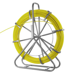 Fish Tape Fiberglass, 152M 6.3MM, Duct Rodder Fishtape Wire Puller with Stand, Cable Running Rod with Locking Mechanism, Fishing Tools, for Walls Floor and Electrical Conduit, Non-Conductive