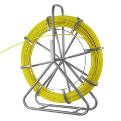 Fish Tape Fiberglass, 152M 6.3MM, Duct Rodder Fishtape Wire Puller with Stand, Cable Running Rod with Locking Mechanism, Fishing Tools, for Walls Floor and Electrical Conduit, Non-Conductive