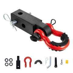 Shackle Hitch Receiver 50 mm, 29.9 Tons Breaking Strength, D Ring Shackle with Trailer Hitch Lock Pin, Heavy Duty Towing Accessories for Trucks, Jeeps, Off-Road Vehicle Recovery, Aluminum Alloy