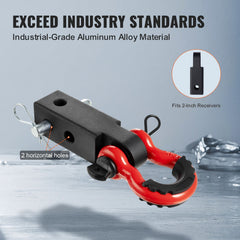 Shackle Hitch Receiver 50 mm, 29.9 Tons Breaking Strength, D Ring Shackle with Trailer Hitch Lock Pin, Heavy Duty Towing Accessories for Trucks, Jeeps, Off-Road Vehicle Recovery, Aluminum Alloy