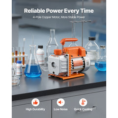 11.36 L Vacuum Chamber with Pump, 3.5 CFM 99 L/min, Single Stage Vacuum Pump, Stainless Steel Degassing Chamber Kit, Tempered Glass Lid, 1.5 m Hose, for Stabilizing Wood Degassing Silicone Resin