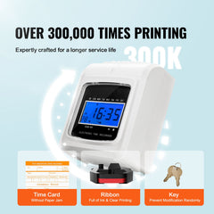 Punch Time Clock, Time Tracker Machine for Employees of Small Business, 6 Punches per Day, Time Clock Punch Machine Includes 102 Time Cards, 1 Ink Ribbon and 2 Security Keys