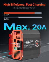 12V 20A DC to DC Charger Battery Charger 250W for Lead-Acid Lithium AGM