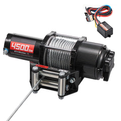 2041 kg Electric Winch, 12V DC ATV/UTV Winch with Φ6 mm x 12 m Steel Wire Rope, Wireless & Wired Remote Control, IP54 Waterproof, Roller Fairlead Mount Plate for Towing ATV UTV Off-Road