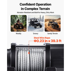 2041 kg Electric Winch, 12V DC ATV/UTV Winch with Φ6 mm x 12 m Steel Wire Rope, Wireless & Wired Remote Control, IP54 Waterproof, Roller Fairlead Mount Plate for Towing ATV UTV Off-Road