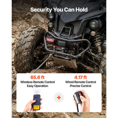 2041 kg Electric Winch, 12V DC ATV/UTV Winch with Φ6 mm x 12 m Steel Wire Rope, Wireless & Wired Remote Control, IP54 Waterproof, Roller Fairlead Mount Plate for Towing ATV UTV Off-Road