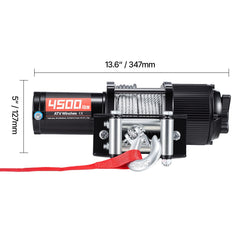 2041 kg Electric Winch, 12V DC ATV/UTV Winch with Φ6 mm x 12 m Steel Wire Rope, Wireless & Wired Remote Control, IP54 Waterproof, Roller Fairlead Mount Plate for Towing ATV UTV Off-Road