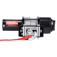 2041 kg Electric Winch, 12V DC ATV/UTV Winch with Φ6 mm x 12 m Steel Wire Rope, Wireless & Wired Remote Control, IP54 Waterproof, Roller Fairlead Mount Plate for Towing ATV UTV Off-Road