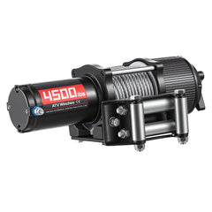 2041 kg Electric Winch, 12V DC ATV/UTV Winch with Φ6 mm x 12 m Steel Wire Rope, Wireless & Wired Remote Control, IP54 Waterproof, Roller Fairlead Mount Plate for Towing ATV UTV Off-Road