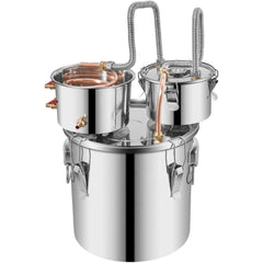Moonshine Still 5 Gal 21L Stainless Steel Water Alcohol Distiller Copper Tube Home Brewing Kit Build-in Thermometer for DIY Whisky Wine Brandy, 5GAL, 3 pots