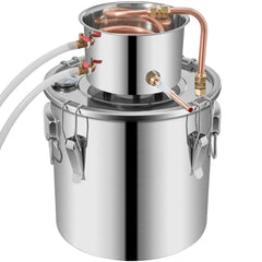 Moonshine Still 9.6Gal 38L Stainless Steel Water Alcohol Distiller Copper Tube Home Brewing Kit Build-in Thermometer for DIY Whisky Wine Brandy, Sliver