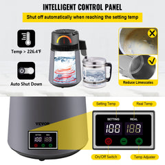 Home Water Distiller Distilled Water Maker 4 L with Dual Temp Display Grey