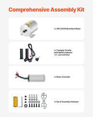 2000W Electric Brushless DC Motor Kit - 48V 4300rpm Motor with Upgraded Speed Controller and Throttle Grip Kit for Go Karts E-Bike Motorcycle Scooter DIY