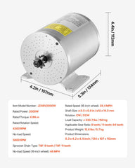 2000W Electric Brushless DC Motor Kit - 48V 4300rpm Motor with Upgraded Speed Controller and Throttle Grip Kit for Go Karts E-Bike Motorcycle Scooter DIY