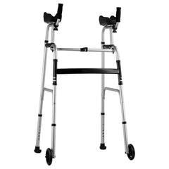 2 in 1 Folding Walker & Removable Armrests, Height Adjustable Foldable Walker with 5" Solid Wheels, Lightweight Aluminum | Front Wheeled Mobility Aid for Elderly Handicapped Disabled, 450 Pounds