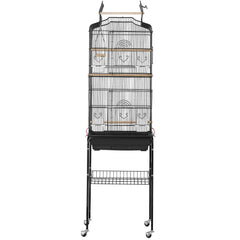 Large Bird Cage, 62 in, Open Top Parakeet Cage with Rolling Stand, Steel Bird Flight Cage with Removable Tray, Budgie Birdcage with 4 Perches, Parrot Cage for Lovebirds Cockatiels Pet Toy
