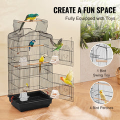 Bird Flight Cage 39 in Hanging Metal Parakeet Cage for Cockatiels Parrot