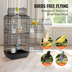Bird Flight Cage 39 in Hanging Metal Parakeet Cage for Cockatiels Parrot