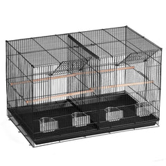 Bird Cage, 18 in, Small Parakeet Cage with Divider, Sturdy Metal Bird Flight Cage, Travel Birdcage with 5 Perches & 4 Feeding Cups, Parrot Cage for Canaries Lovebirds Cockatiels Budgie, Black