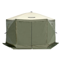 Pop Up Gazebo Tent, Pop-Up Screen Tent 6 Sided Canopy Sun Shelter with 6 Removable Privacy Wind Cloths & Mesh Windows, 12x12FT Quick Set Screen Tent with Mosquito Netting, Army Green