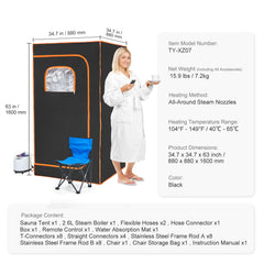 Portable Steam Sauna Tent Full Size 1000W Personal Sauna Blanket W/ Chair, 880 x 880 x 1600 mm
