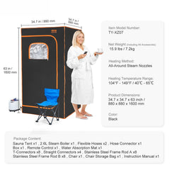 Portable Steam Sauna Tent Full Size 1000W Personal Sauna Blanket W/ Chair, 880 x 880 x 1600 mm