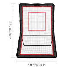 Lacrosse Rebounder for Backyard, 5x7 Ft Volleyball Bounce Back Net, Pitchback Throwback Baseball Softball Return Training Screen, Adjustable Angle Shooting Practice Training Wall with Target