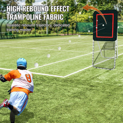 Folding Lacrosse Rebounder for Backyard, 3x8 Ft Volleyball Bounce Back Net, Pitchback Throwback Baseball Softball Return Training Screen, Adjustable Angle Shooting Practice Training Wall, Black