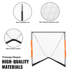 Lacrosse Goal, 1.8mx1.8m Lacrosse Net, Portable Lacrosse Goal with Carry Bag, Fiberglass Rod Backyard Lacrosse Training Equipment, Easy Setup Collegiate Goal, Perfect for Youth Adult Training