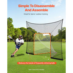 Hockey and Lacrosse Goal Backstop, 12x9 ft Lacrosse Net with Extended Coverage, Quick Easy Setup Complete Accessories Training Net, Backyard Lacrosse Equipment, for Youth Adult (NET ONLY)