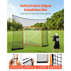 Hockey and Lacrosse Goal Backstop, 12x9 ft Lacrosse Net with Extended Coverage, Quick Easy Setup Complete Accessories Training Net, Backyard Lacrosse Equipment, for Youth Adult (NET ONLY)