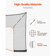 Hockey and Lacrosse Goal Backstop, 12x9 ft Lacrosse Net with Extended Coverage, Quick Easy Setup Complete Accessories Training Net, Backyard Lacrosse Equipment, for Youth Adult (NET ONLY)